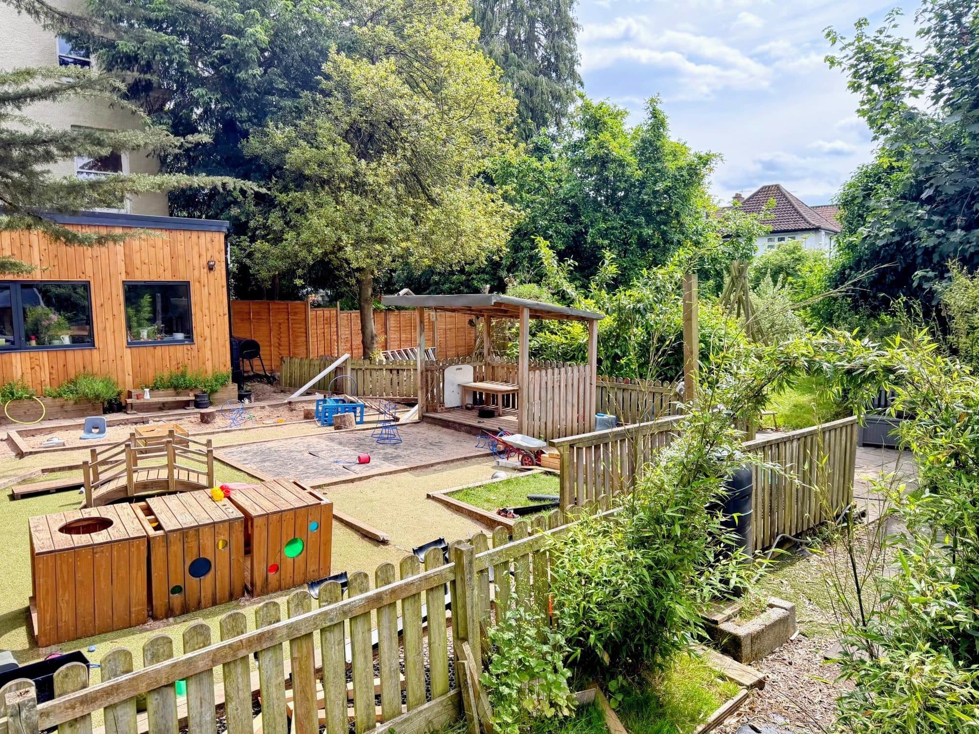 The large private garden at The Manor House Nursery in Westbury on Trym, Bristol